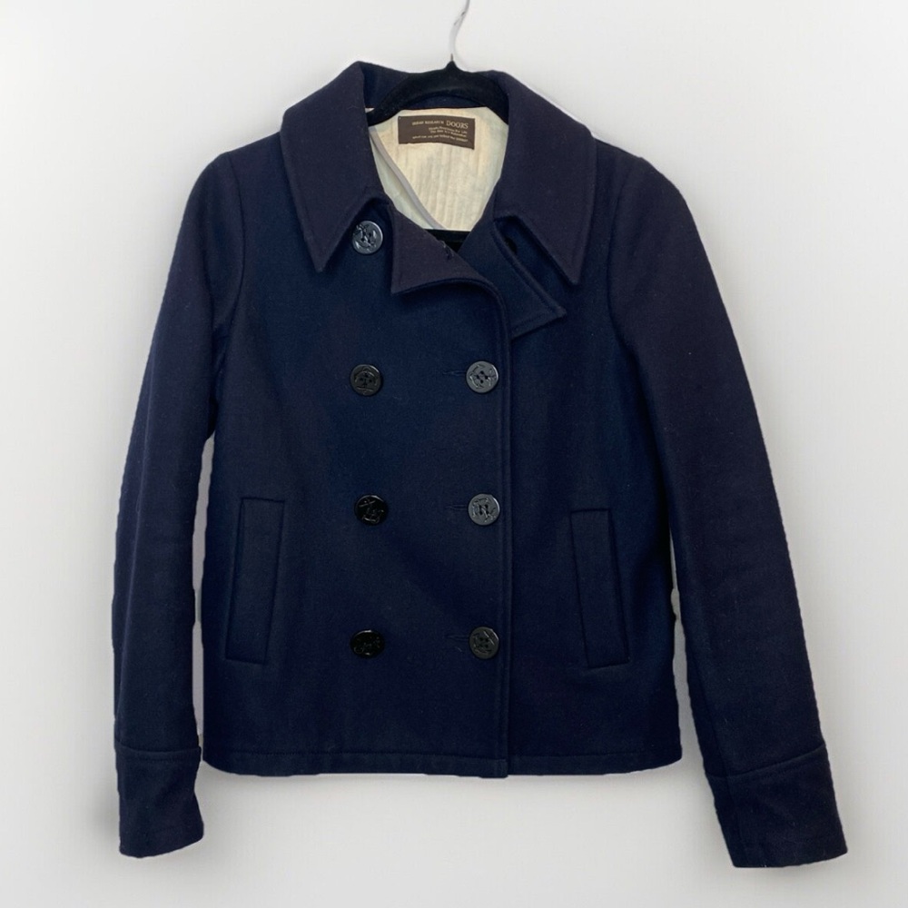Urban Research Doors Navy Wool Cropped Peacoat Women Small Classic Style Preppy